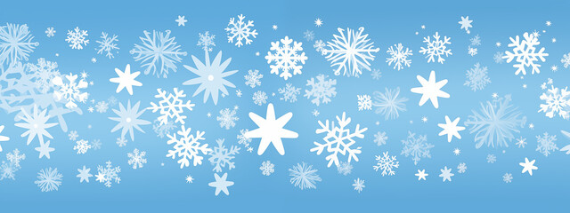 Light Blue Background with Simplistic Snowflakes in Various Shapes