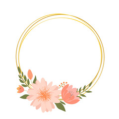 Wreath of fancy flowers. Vector floral frame.
