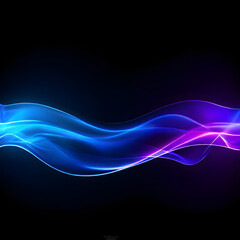 Blue and purple light beams converge on a pitch-black background, extending from unseen sources beyond the frame.