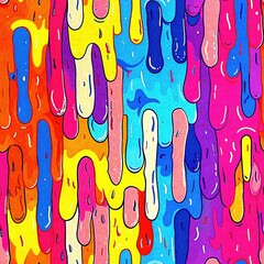 Fun dripping paint effect digital pattern with whimsical ink splodge graphic design. Playful summer party fun backdrop to wall and paper artwork in repeatable cover