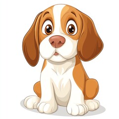 A cute dog with floppy ears clipart, curious expression, cartoon style, sitting with a tilted head, isolated on white background