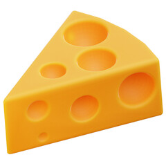 Cheese 3D Icon with Transparent Background PNG File