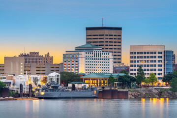 Evansville, Indiana, USA Downtown Skyline on the Ohio River