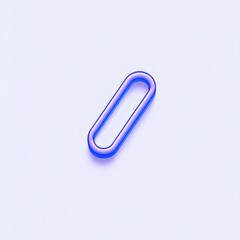 Obraz premium Minimalist Pixel Art of a Balanced Blue Paperclip on Clean White Background