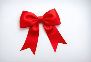 Red Ribbon Soft Velvet Bow Isolated Blank Background Digital Graphic Design