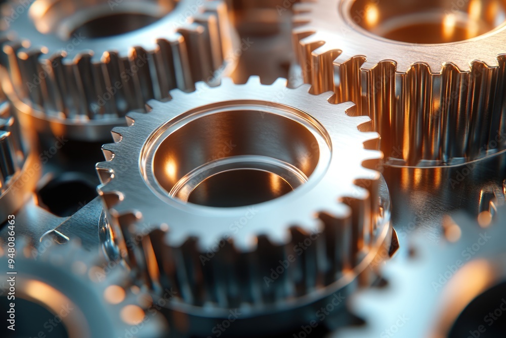 Poster gears working together on circuit board forming complex mechanism