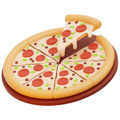 Pizza 3D Icon with Transparent Background PNG File