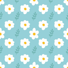 Cute flower seamless pattern background. Simple abstract floral textile pattern vector.	
