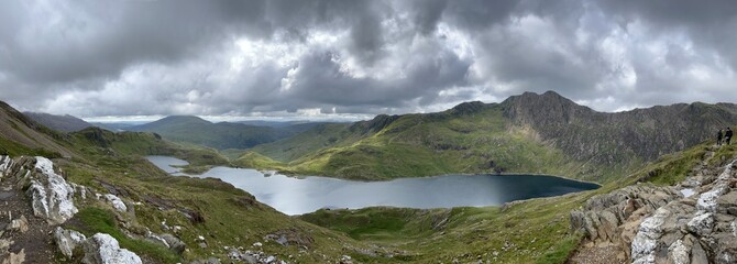 panorama of the Snowdonia mountains