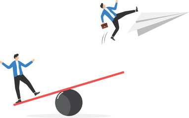 Fototapeta premium Overcoming obstacles, improvement skills, boost business. Mentorship, business support. flat vector illustration