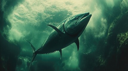 Fototapeta premium Rapid Tuna Cutting Through Underwater Currents