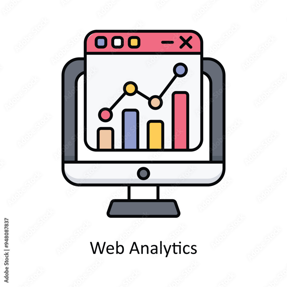 Poster web analytics vector filled outline icon design illustration. information technology symbol on white