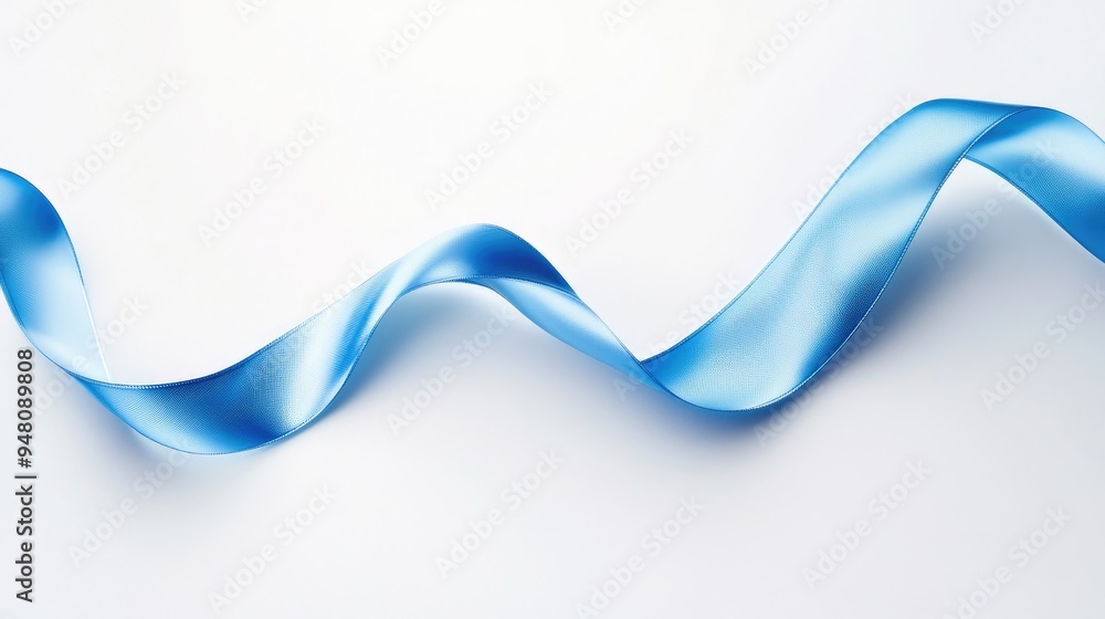 Poster blue ribbon twisted into a spiral, providing a simple yet striking element for design concepts --