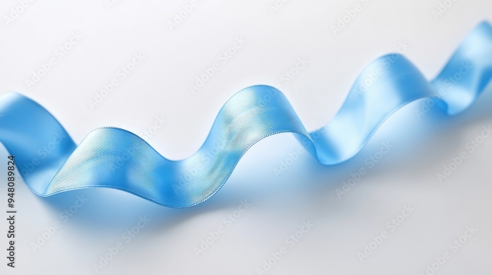Poster blue ribbon twisted into a spiral, providing a simple yet striking element for design concepts --