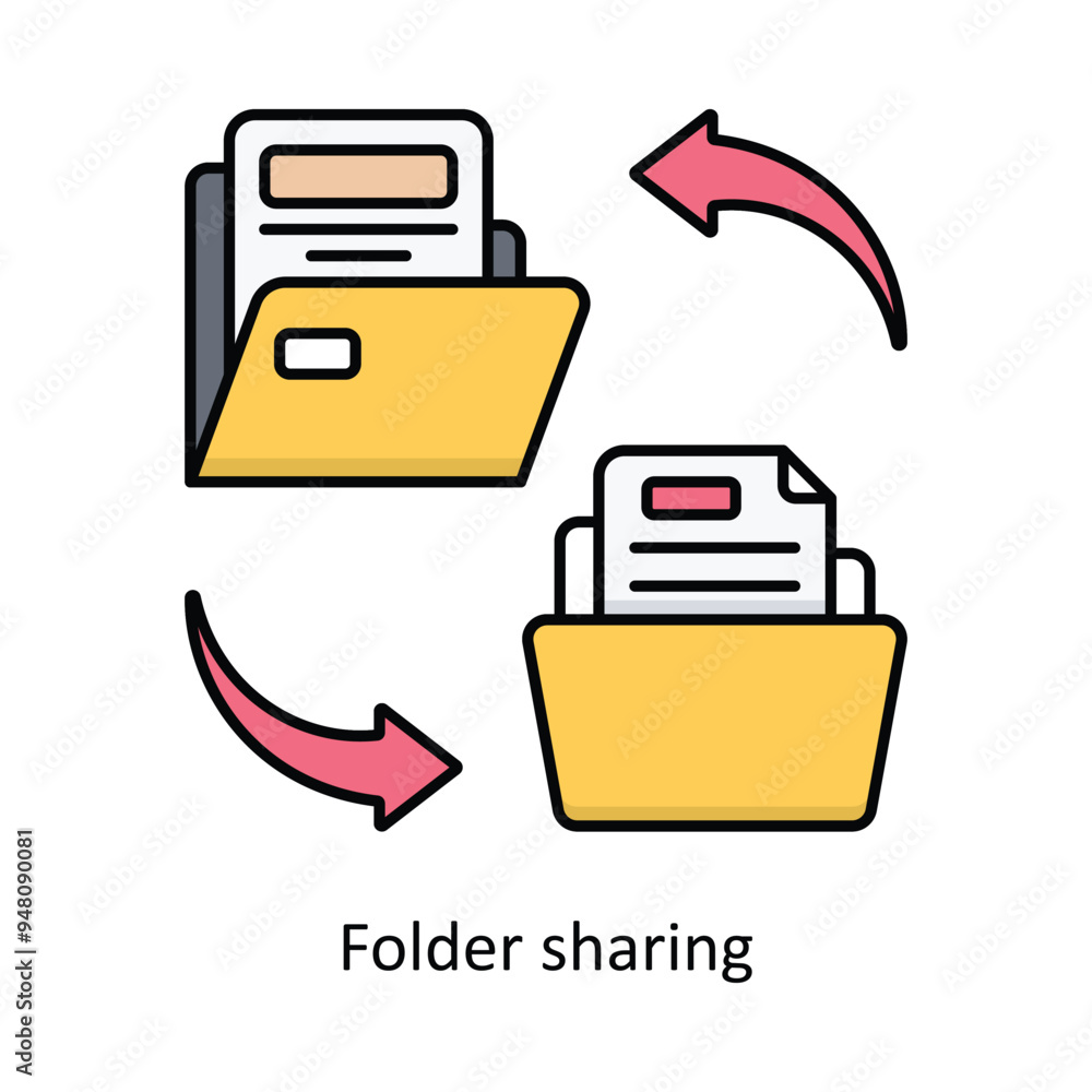 Poster folder sharing vector filled outline icon design illustration. information technology symbol on whit