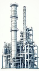 Obraz premium The power plant features tall stacks and intricate machinery working to generate electricity in a bright setting