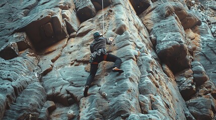 A rock climber scaling a cliff face.