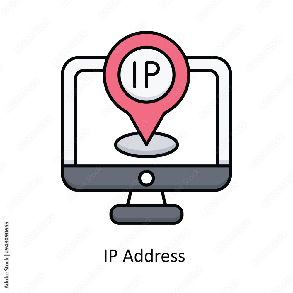 Poster ip address vector filled outline icon design illustration. information technology symbol on white ba