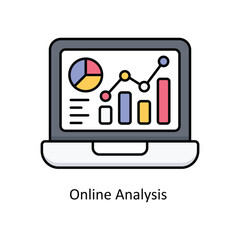 Online Analysis Vector filled outline icon design illustration. information technology symbol on white background EPS 10 File 