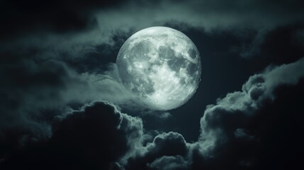 Fototapeta premium Clouds Parting to Reveal Full Moon Overhead