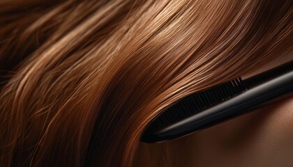 Naklejka premium Hair straightener with heat setting smoothing hair with precision