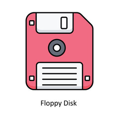 Floppy Disk  Vector filled outline icon design illustration. information technology symbol on white background EPS 10 File 