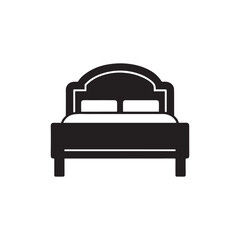 Double bed vector icon, sign, furniture icon, symbol of furniture use for sleep night in hotel, Bed flat vector icon, Vector icon isolated on white background.