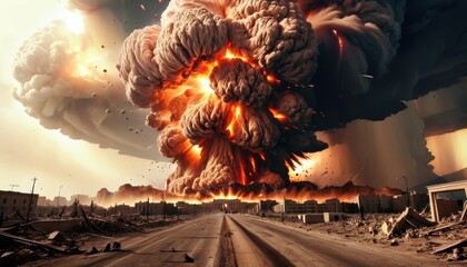 a huge nuclear explosion destroying everything around it