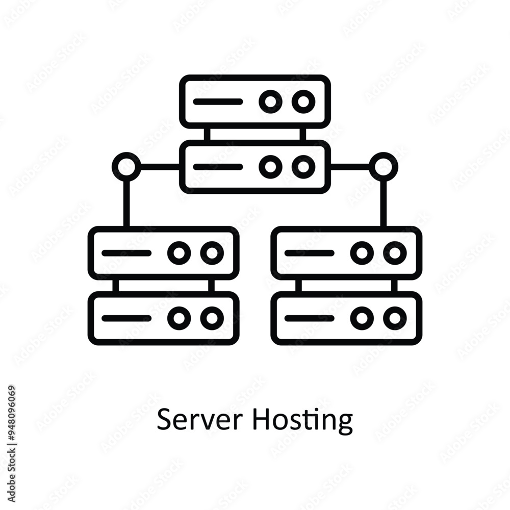 Poster server hosting vector outline icon design illustration. information technology symbol on white backg