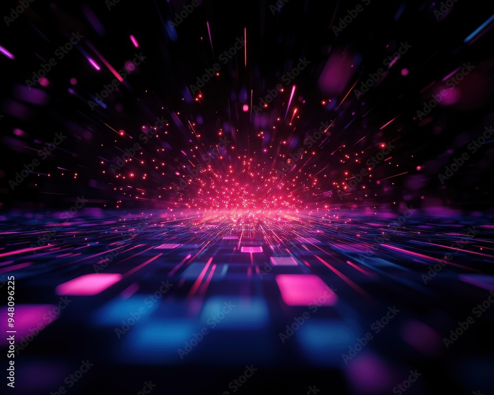 Poster abstract background featuring vibrant pink and blue lights creating a dynamic visual effect of energ