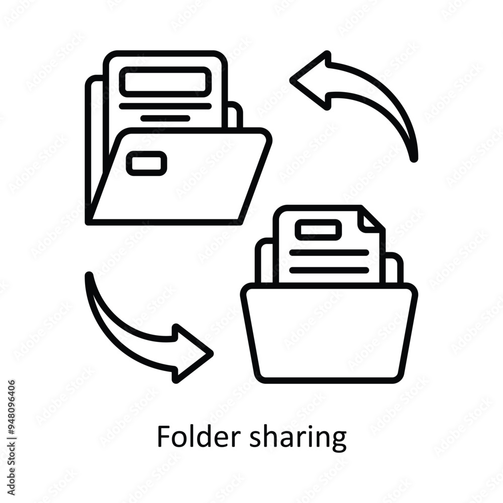 Poster folder sharing vector outline icon design illustration. information technology symbol on white backg