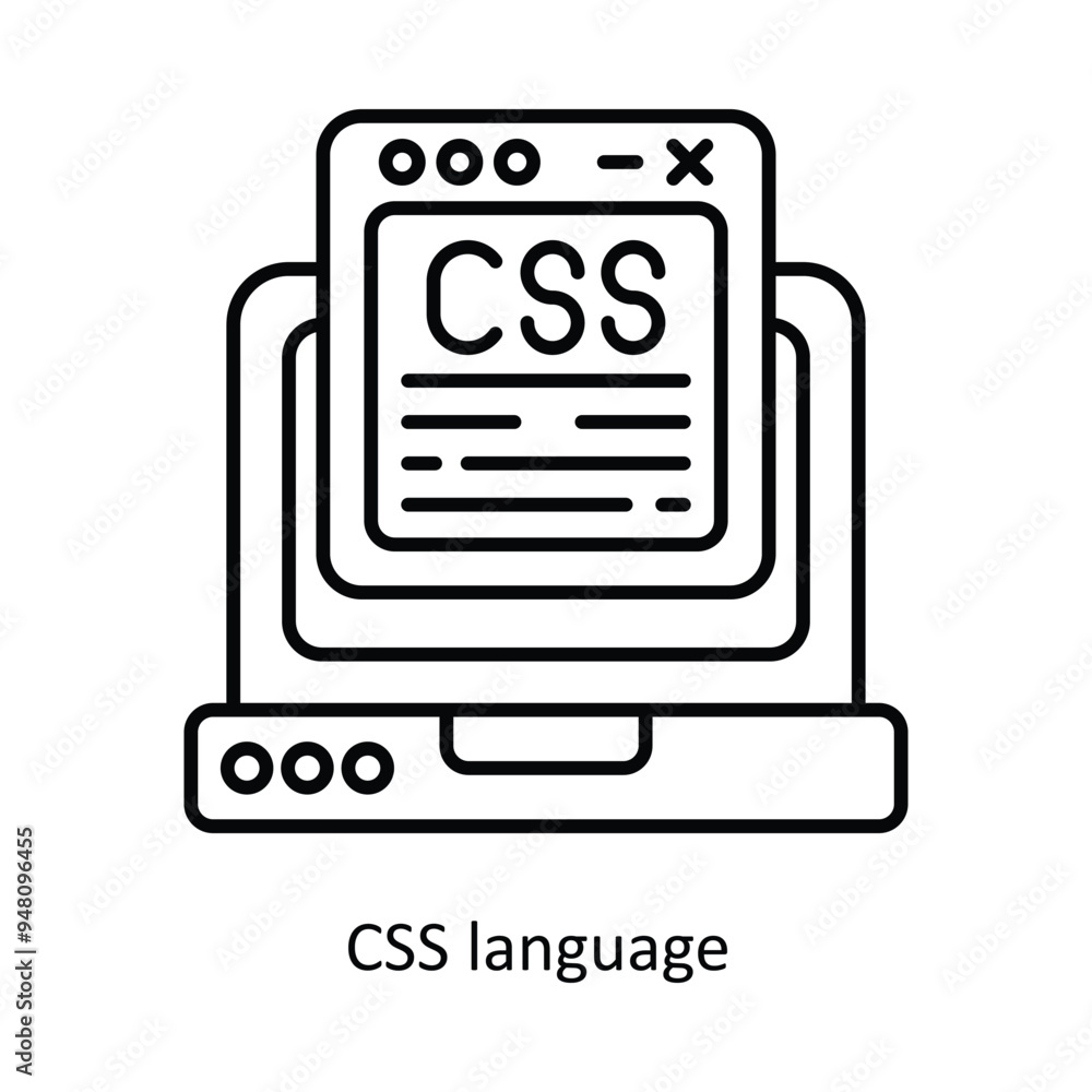 Poster css language vector outline icon design illustration. information technology symbol on white backgro
