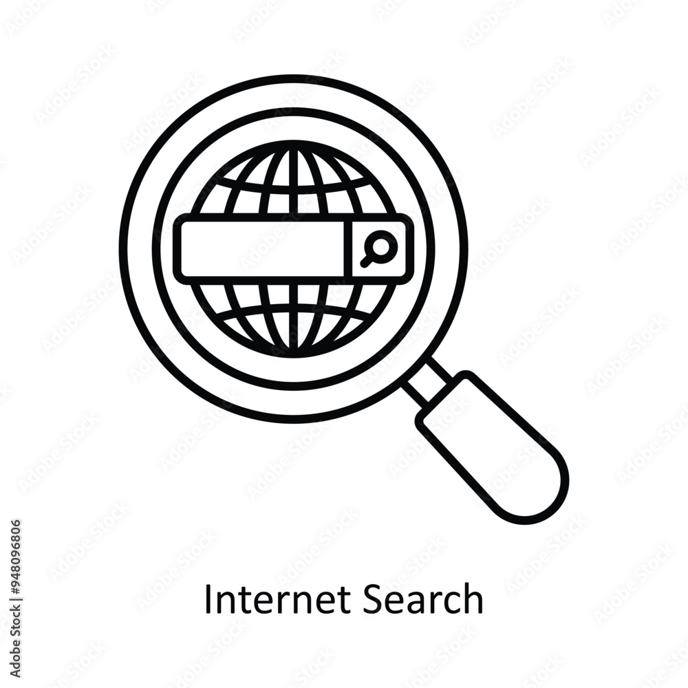 Poster internet search vector outline icon design illustration. information technology symbol on white back