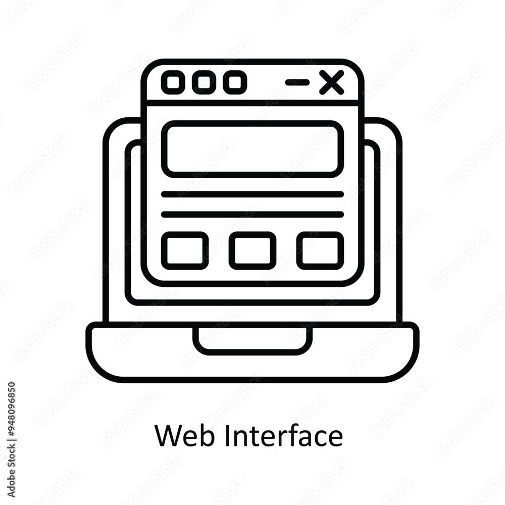 Poster web interface vector outline icon design illustration. information technology symbol on white backgr