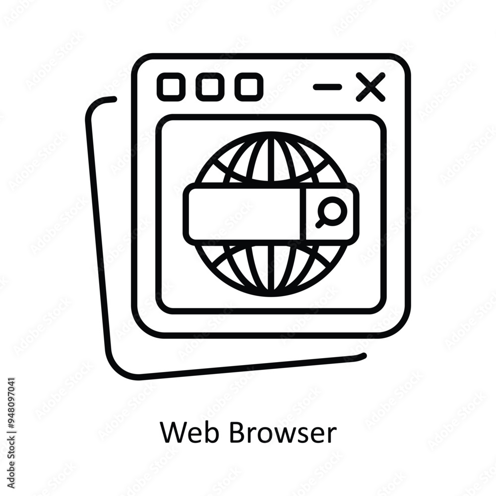 Poster web browser vector outline icon design illustration. information technology symbol on white backgrou