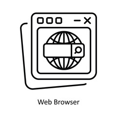 Web Browser Vector outline icon design illustration. information technology symbol on white background EPS 10 File 