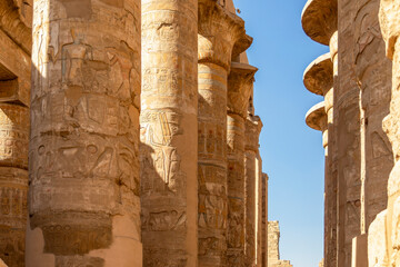 Witness the majesty of ancient Egypt in the Hall of Columns at Karnak, where hundreds of towering pillars create a breathtaking sight that has stood the test of time.