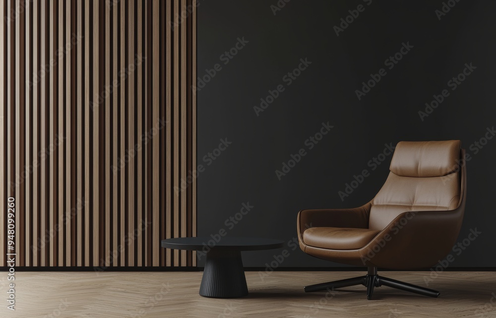 Wall mural 3d illustration of a minimalist interior with an armchair in the scandinavian style.