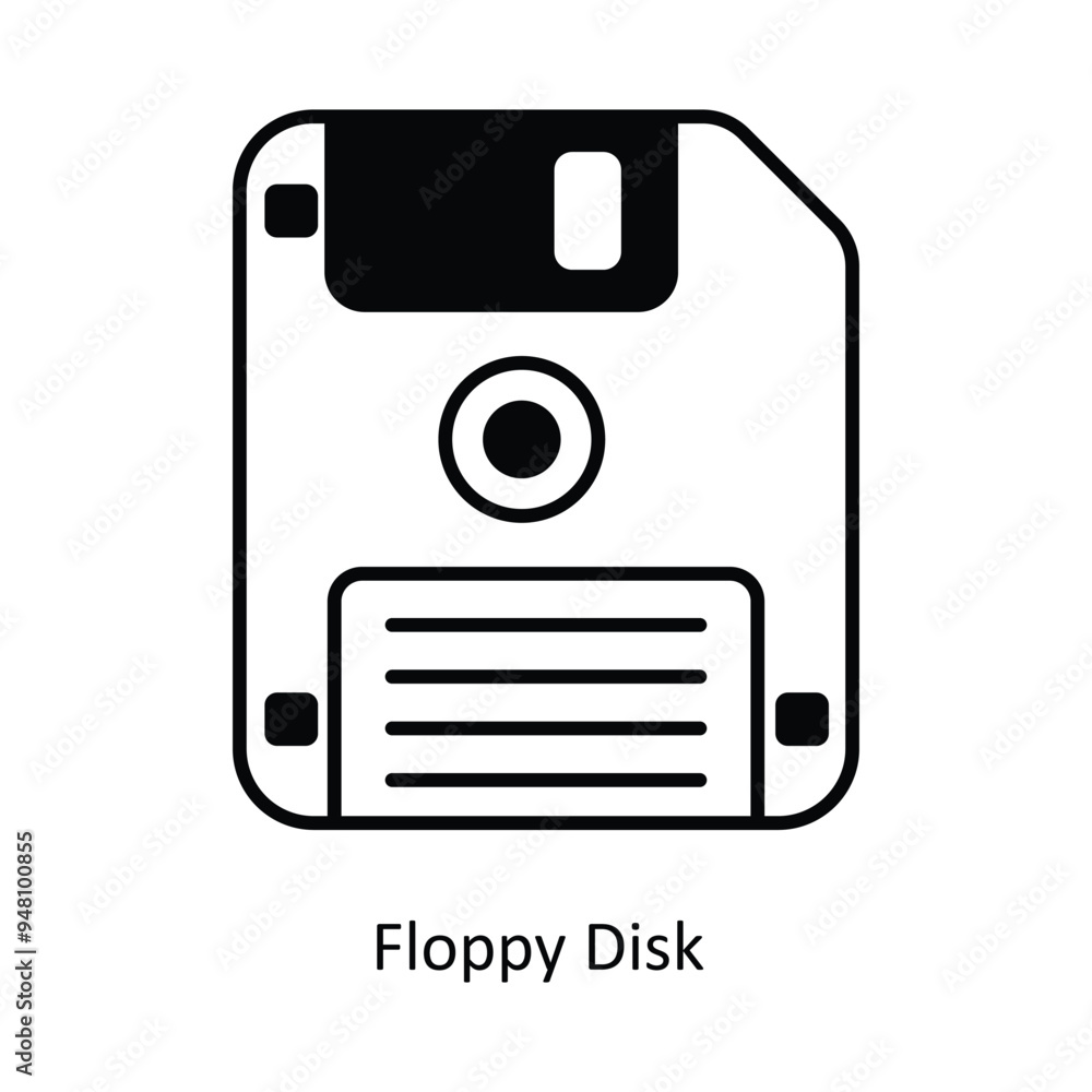 Poster floppy disk vector solid icon design illustration. information technology symbol on white background