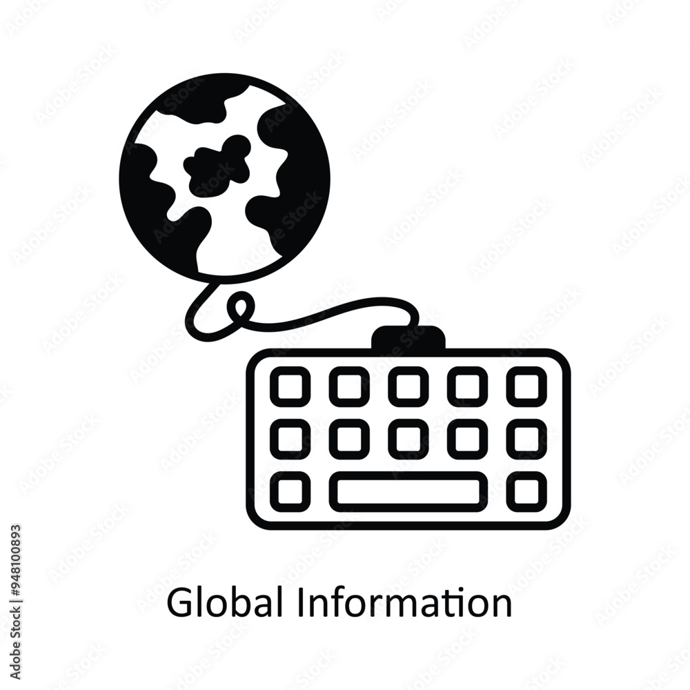Poster global information vector solid icon design illustration. information technology symbol on white bac