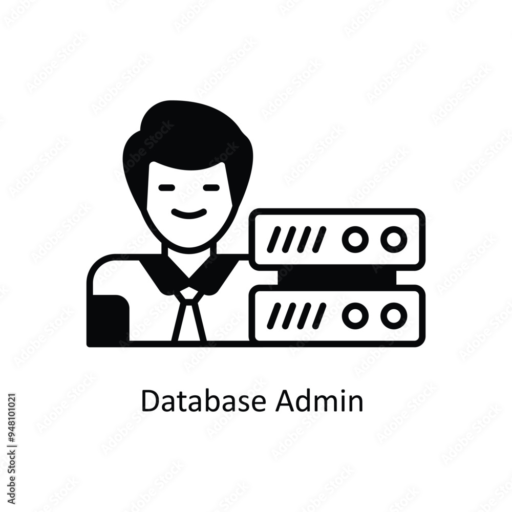 Poster database admin vector solid icon design illustration. information technology symbol on white backgro