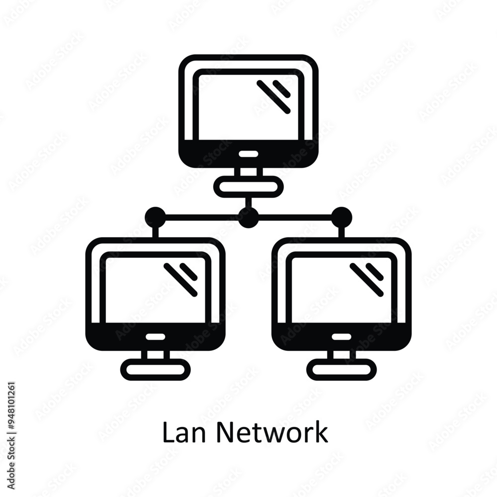 Poster lan network vector solid icon design illustration. information technology symbol on white background