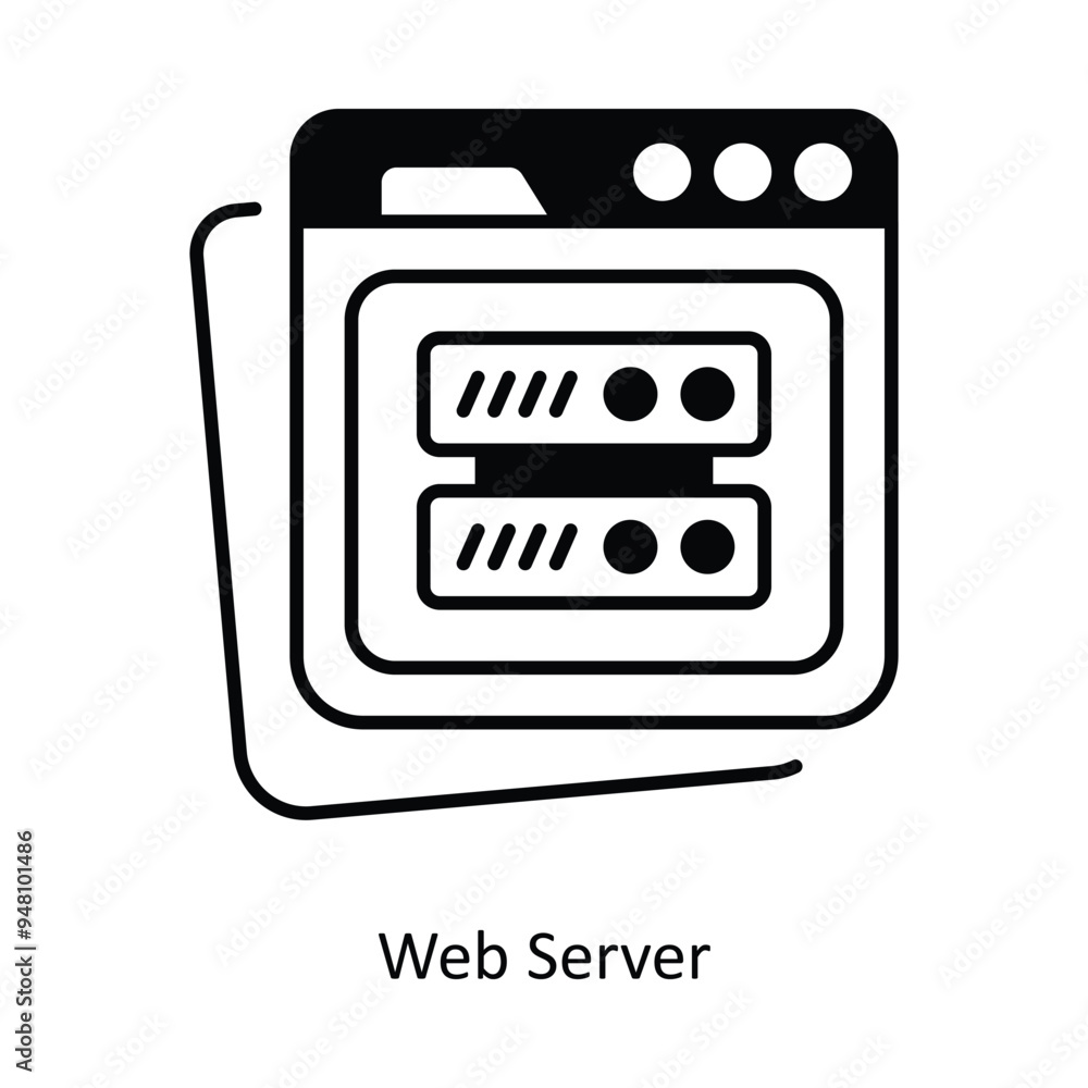Poster web server vector solid icon design illustration. information technology symbol on white background 
