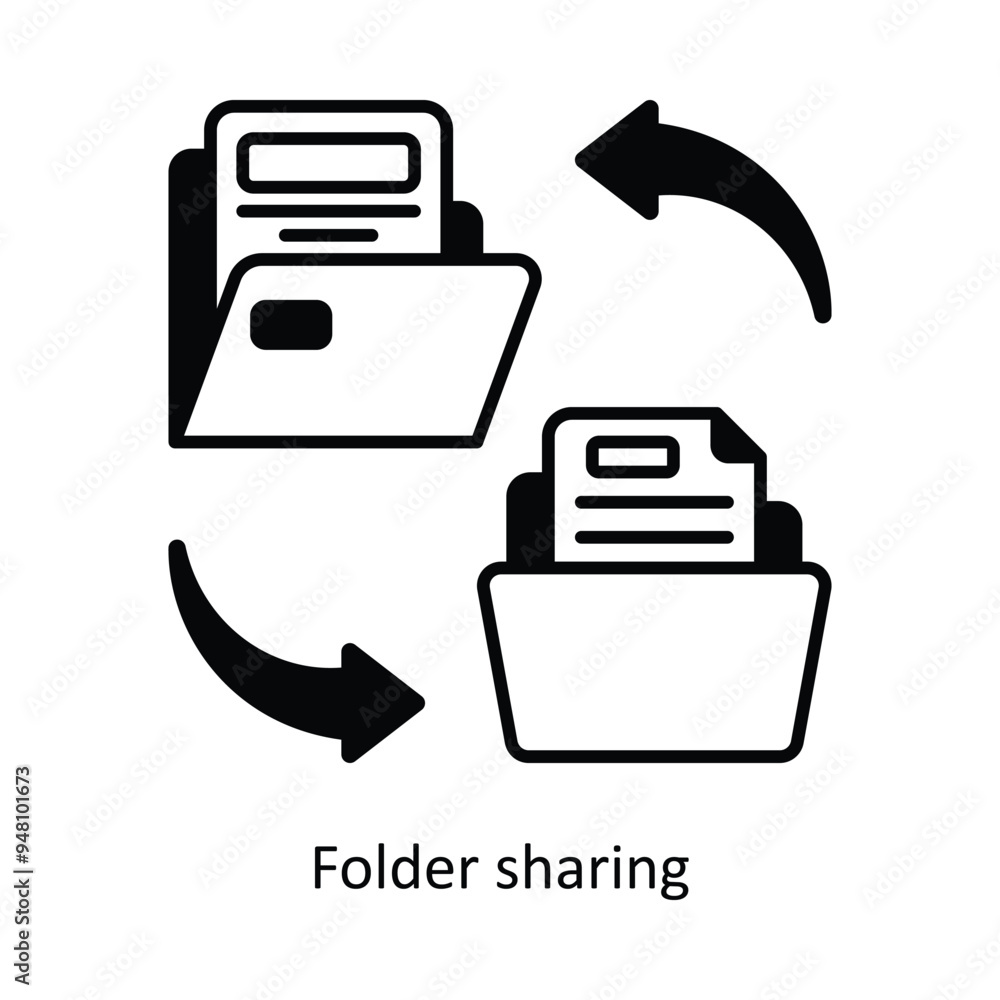 Poster folder sharing vector solid icon design illustration. information technology symbol on white backgro