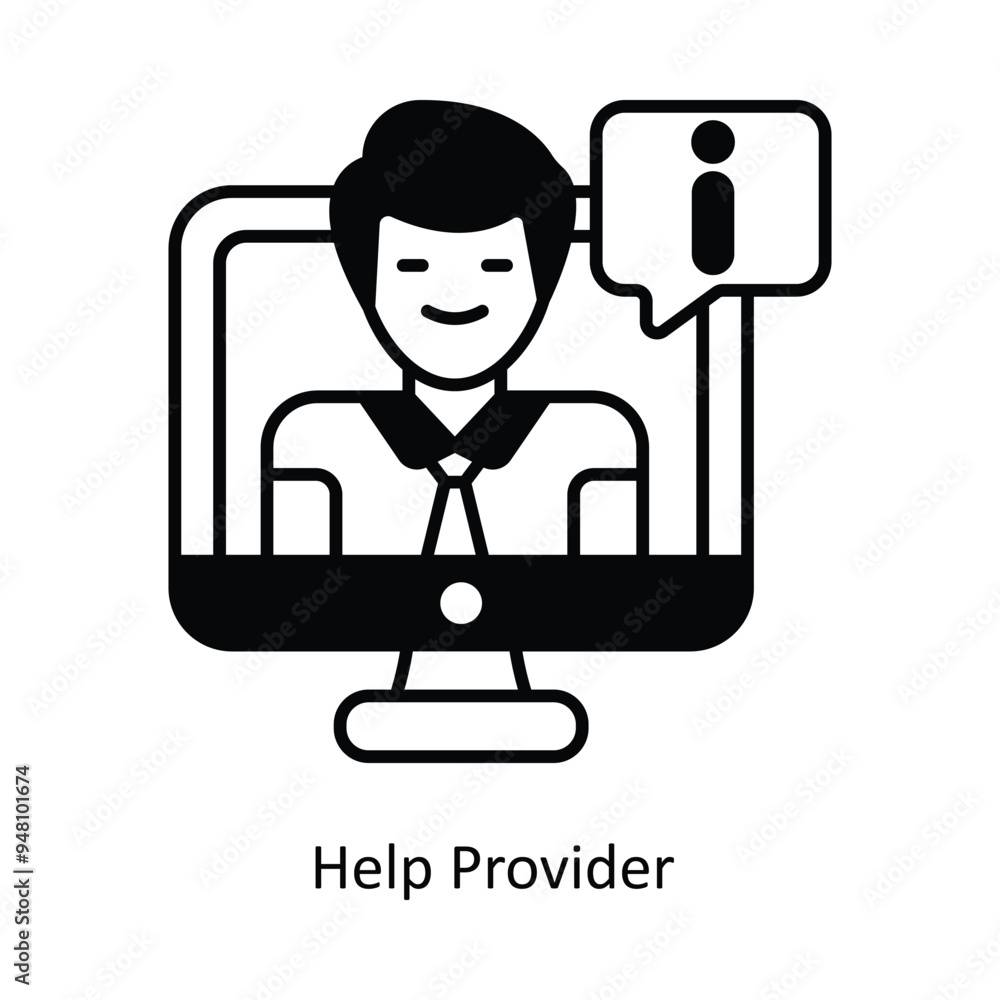 Poster help provider vector solid icon design illustration. information technology symbol on white backgrou