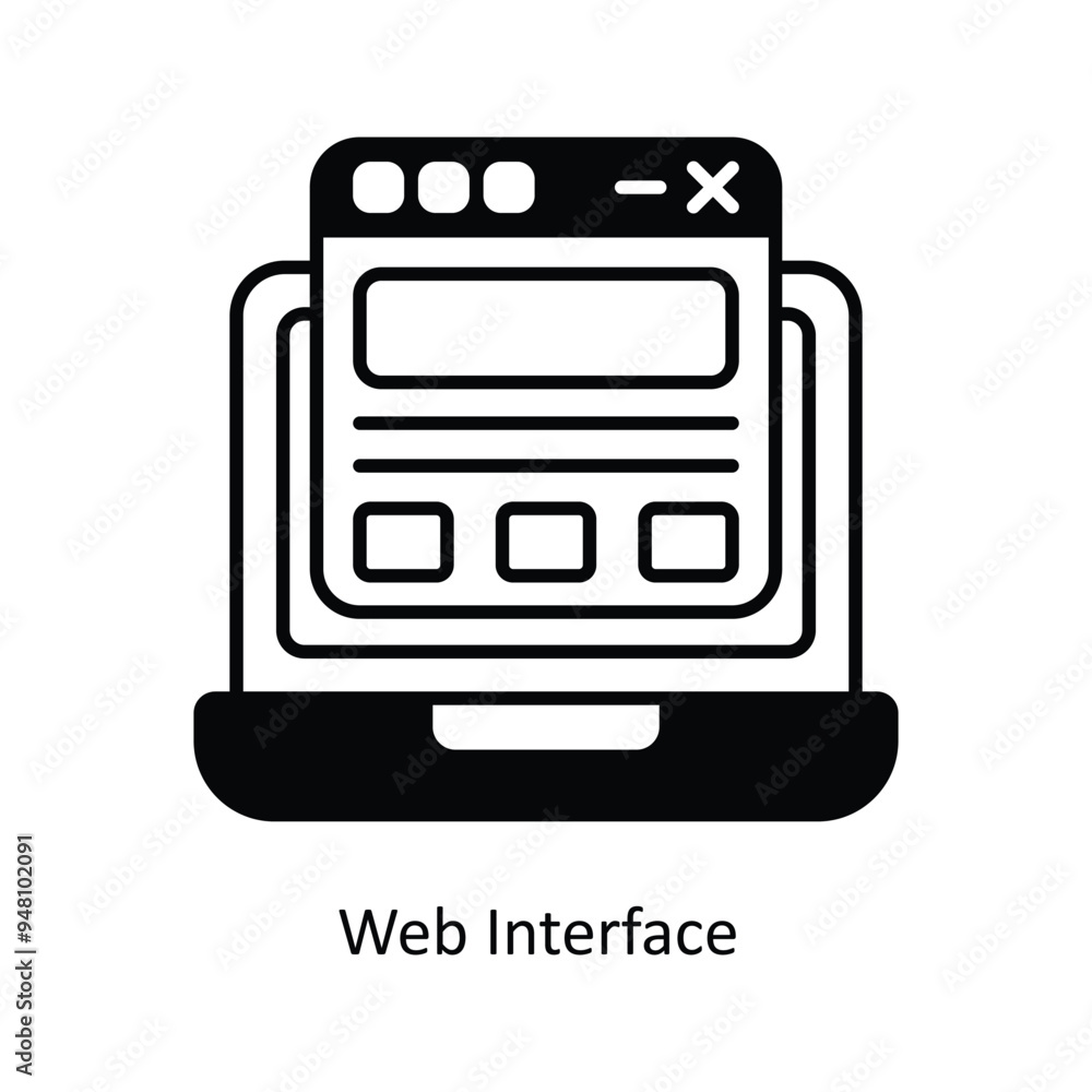 Poster web interface vector solid icon design illustration. information technology symbol on white backgrou