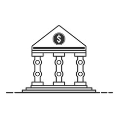 Simple bank icon designed with black outline stroke. Premium quality banking symbol. Vector sign for mobile apps and websites. Business or finance icon concept.