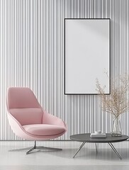 Frame mockup with farmhouse interior background in 3D, farmhouse style