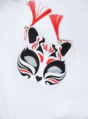 Traditional Japanese Kitsune Mask - Fox Spirit Mask with Red Tassels for Cosplay and Festivals
