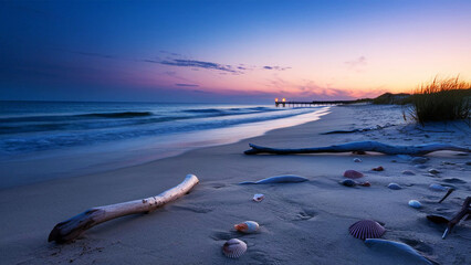 Serene Beach at Dusk 